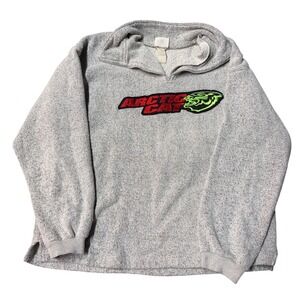 Vintage Arctic Cat Quarter‎ Zip Fleece Pullover Grey Snowmobile Mens XL